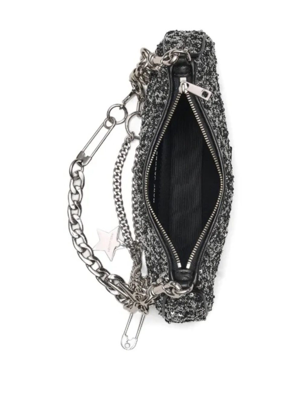 ‼️NEW Marc Jacobs Sequin Silver Chain Charm Shoulder Bag - Picture 5 of 8